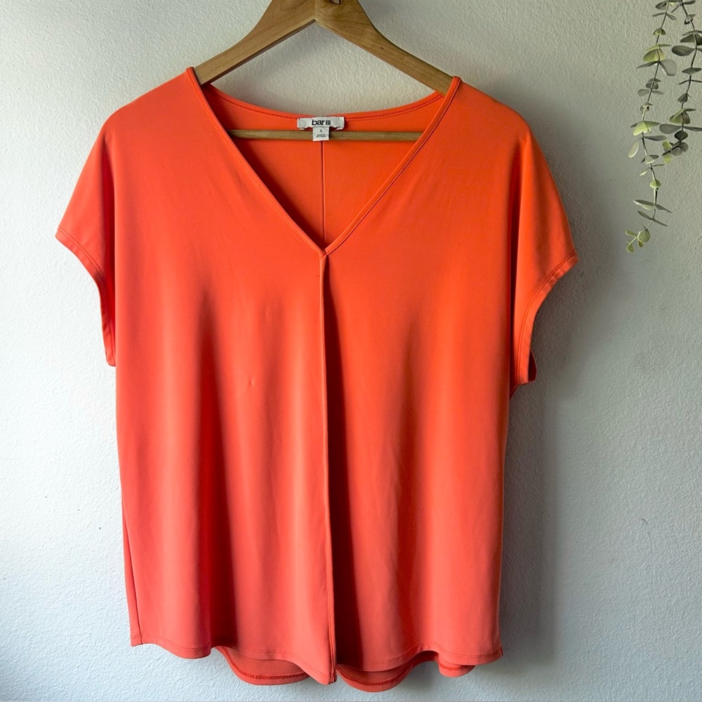 Bar III Women's Orange Short Sleeve Blouse